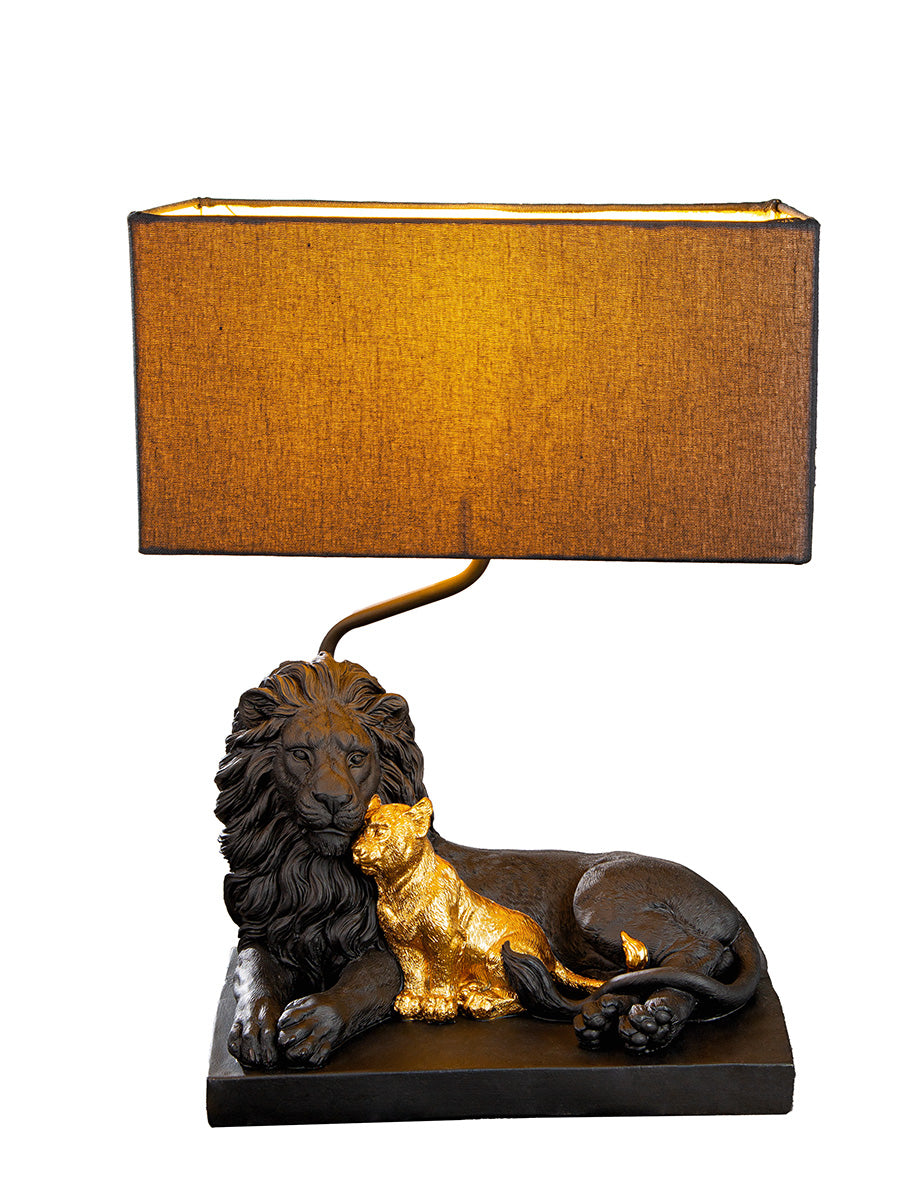 Lionheart Tischleuchte Löwe Designlampe mit Stoffschirm