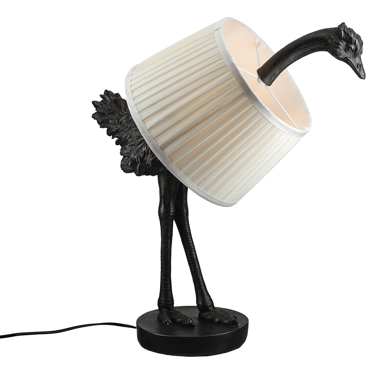 Ostrich Glow Tischleuchte Strauß Designlampe mit Stoffschirm