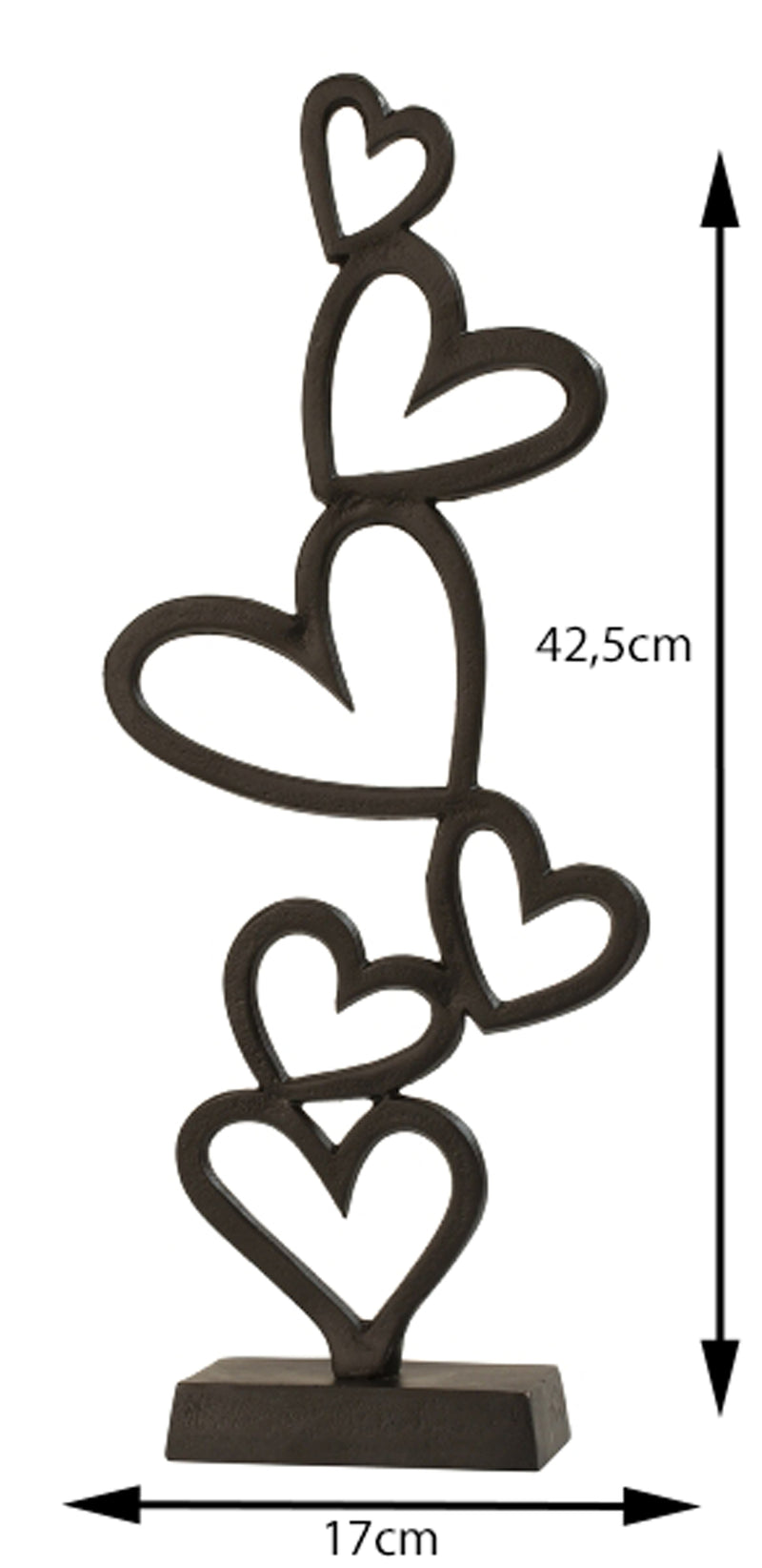 6 Herzen - Elegante Herz-Skulptur auf Metall-Sockel, Ein Ausdruck von Liebe und Verbundenheit