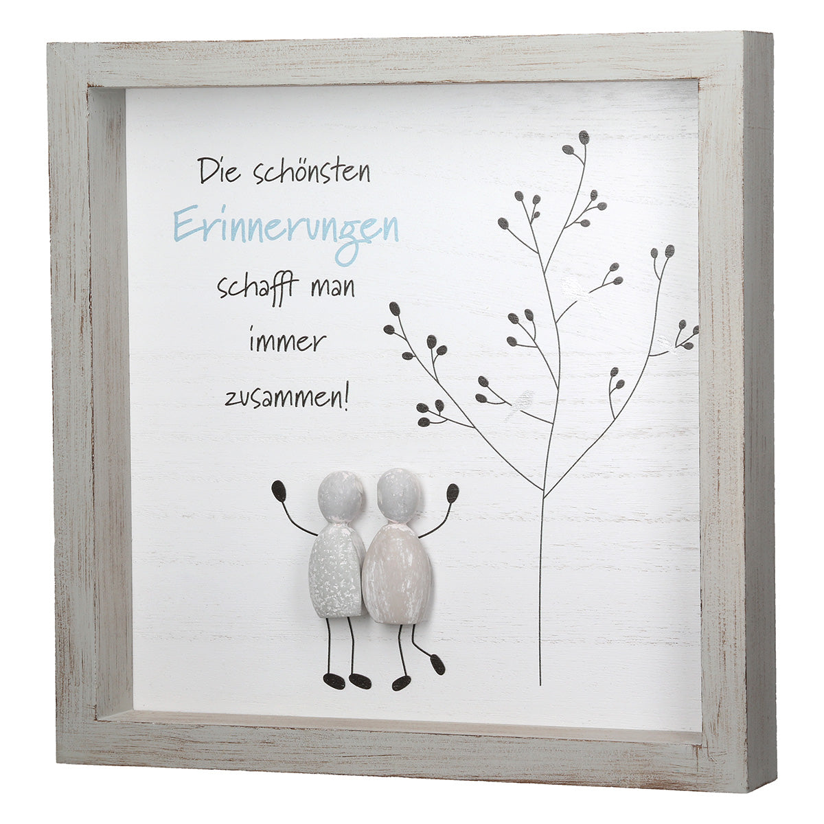 Steinherz Harmonie Steinbild Set 2er Quadratisch Deko Bild Grau