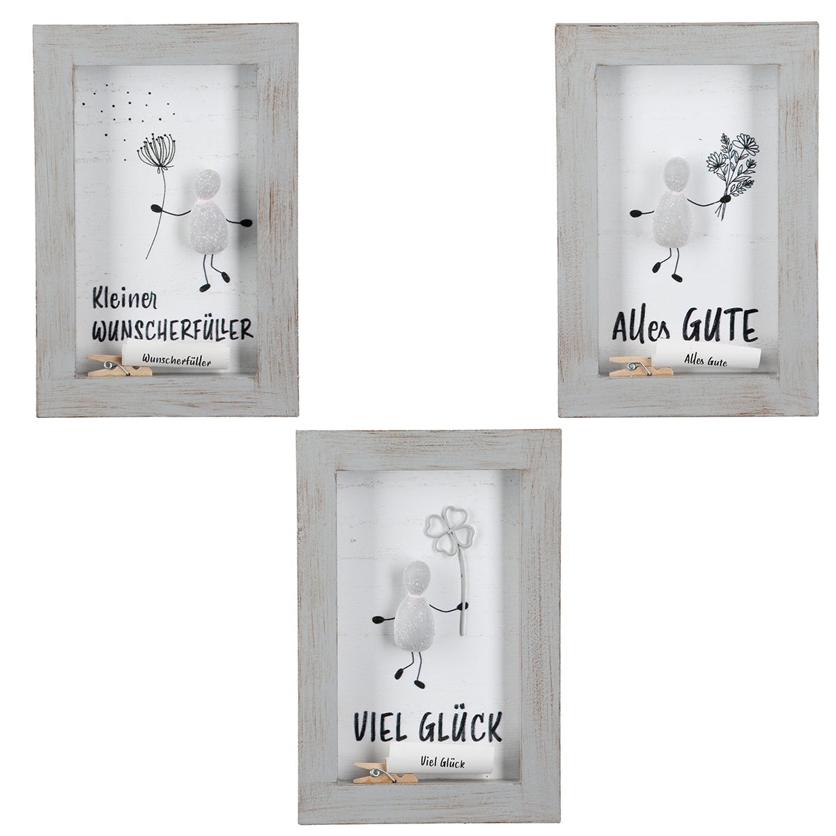 Steinbilder Lots of Love 3er Set mit Sprüchen grau 15 cm