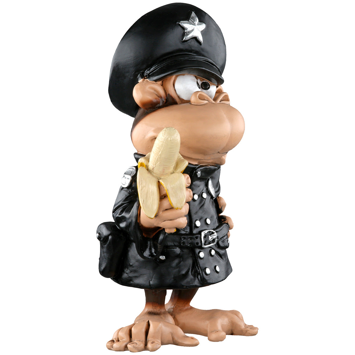 Officer Banana Affenfigur Polizist mit Banane Deko Schwarz Braun