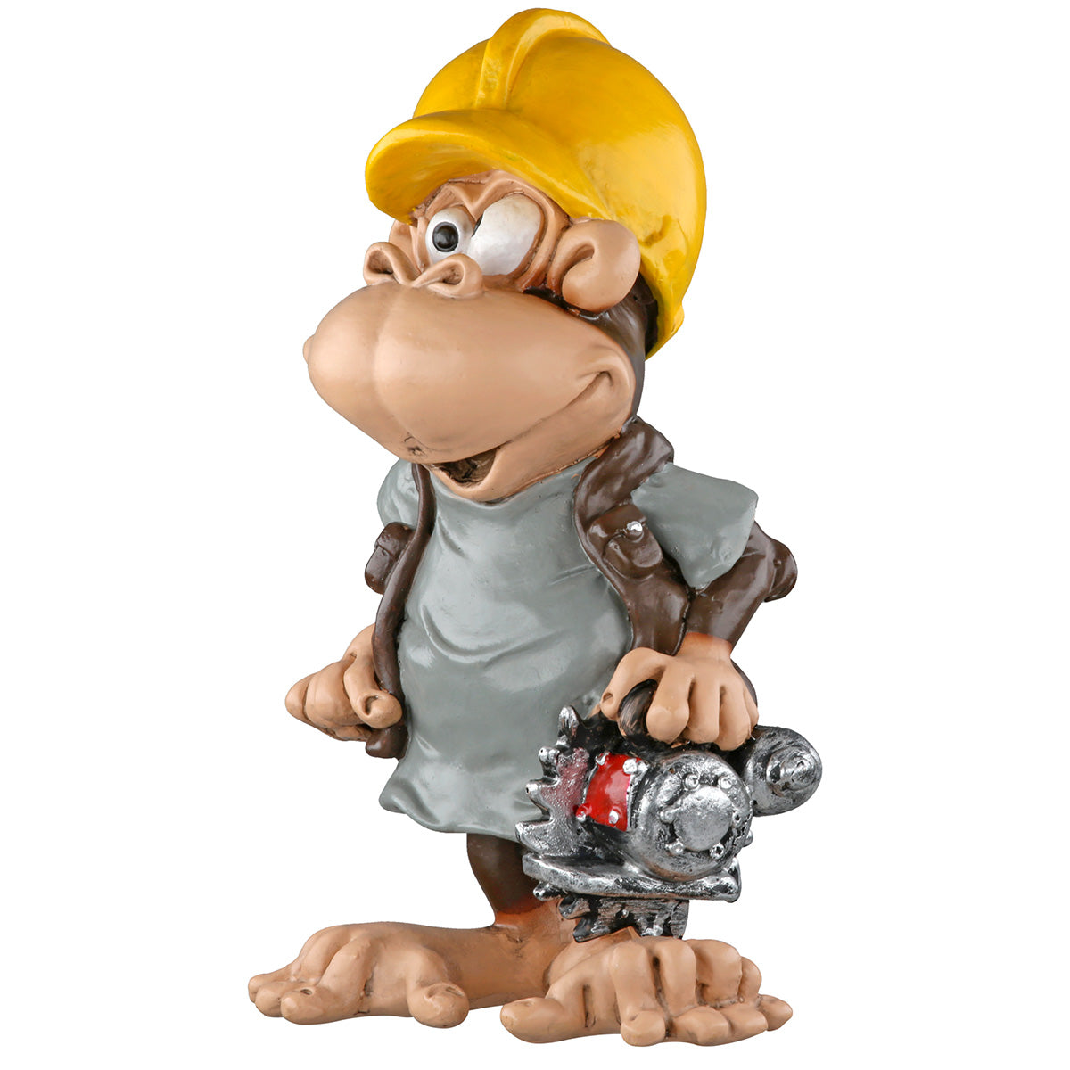 Builder Monkey Affenfigur Bauarbeiter mit Kreissäge Deko 12,5cm
