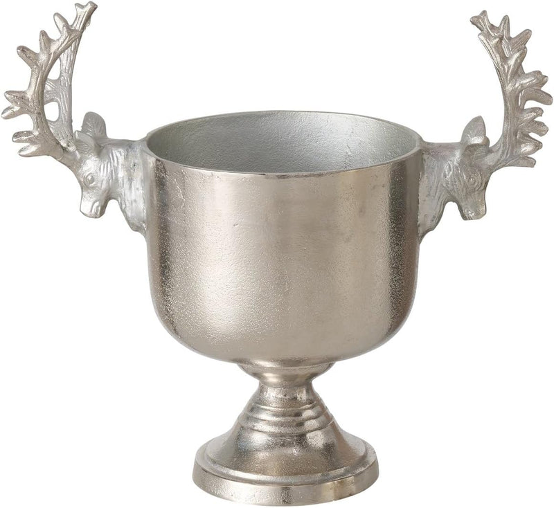 Elomir champagne cooler – elegant deer head design cooler in silver