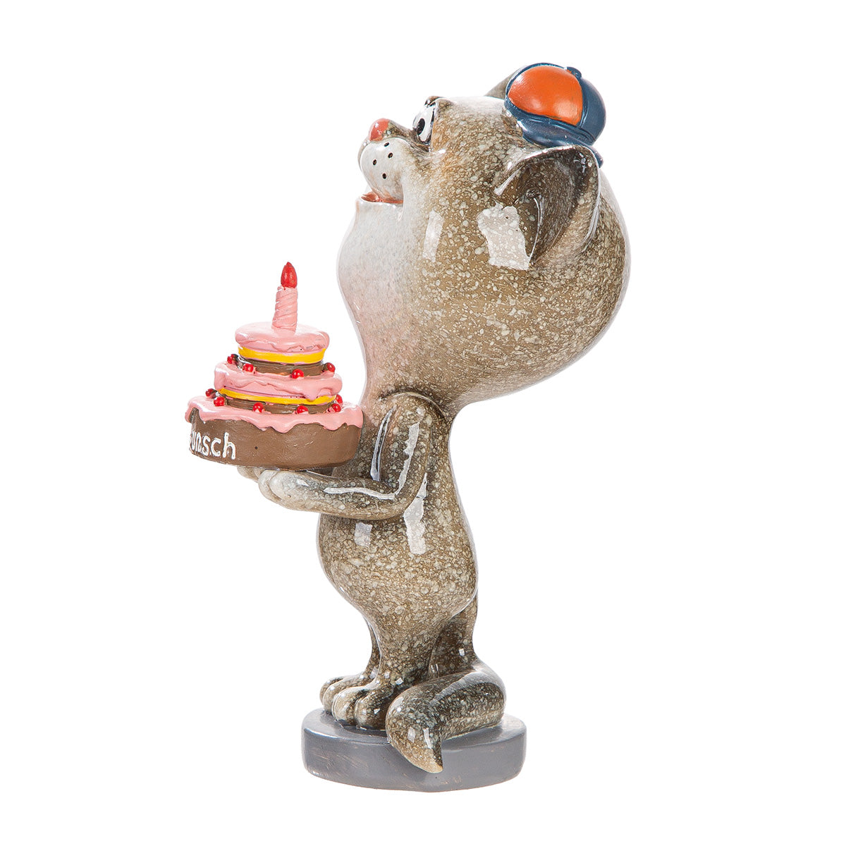 Dekofigur Katze Glückwunsch Grau in Geschenkbox