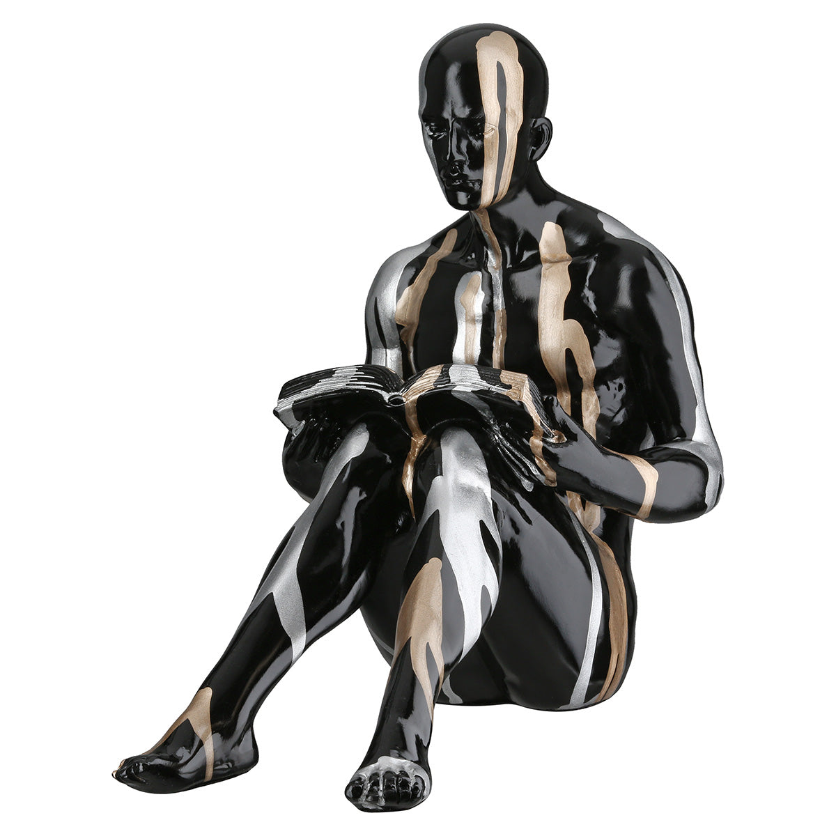 Buchstützen Drip Figur Schwarz Silber 2er Set 23cm