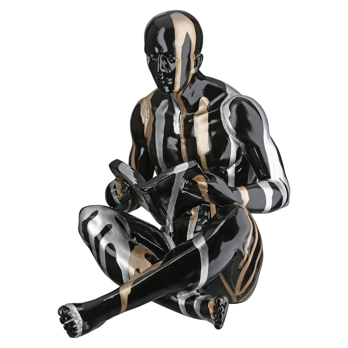 Buchstützen Drip Figur Schwarz Silber 2er Set 23cm