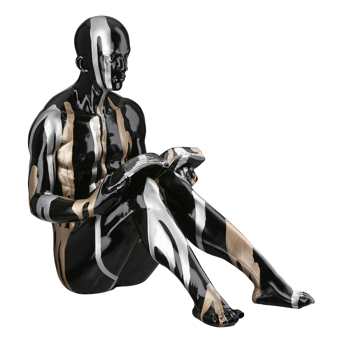 Buchstützen Drip Figur Schwarz Silber 2er Set 23cm