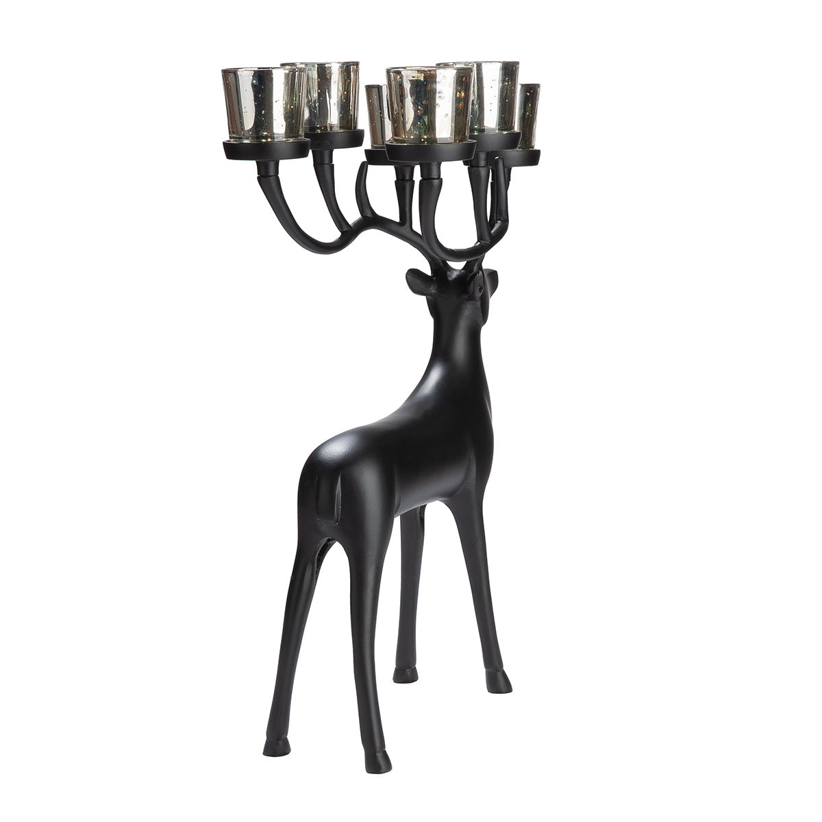 Windlicht Hirsch Nocturo Schwarz Aluminium