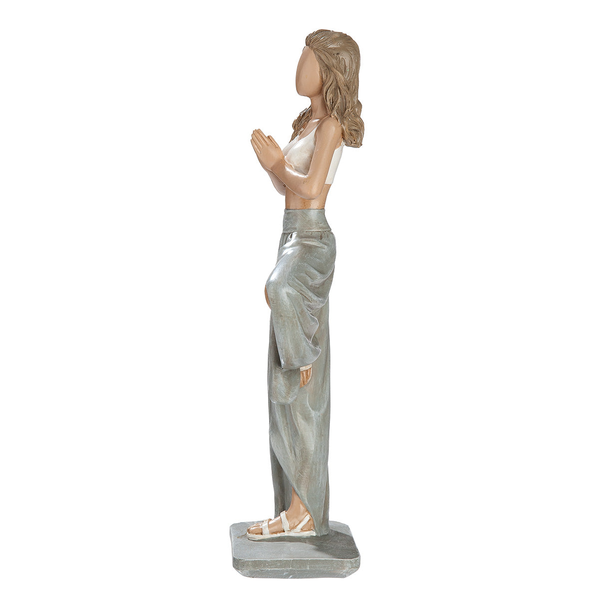 Hannah Yoga Dekofigur Frau Baum Pose Hellgrau Weiß 25 cm