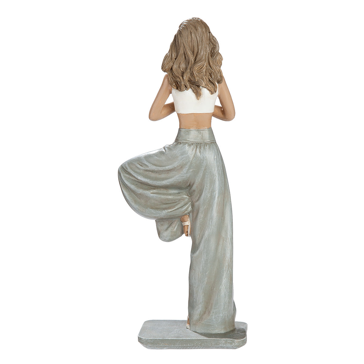 Hannah Yoga Dekofigur Frau Baum Pose Hellgrau Weiß 25 cm