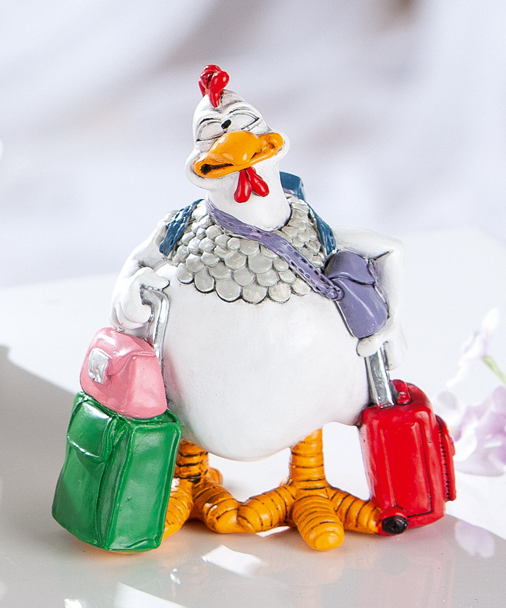 Dekofigur Reisehuhn Travello humorvolle Tierfigur mit Koffern