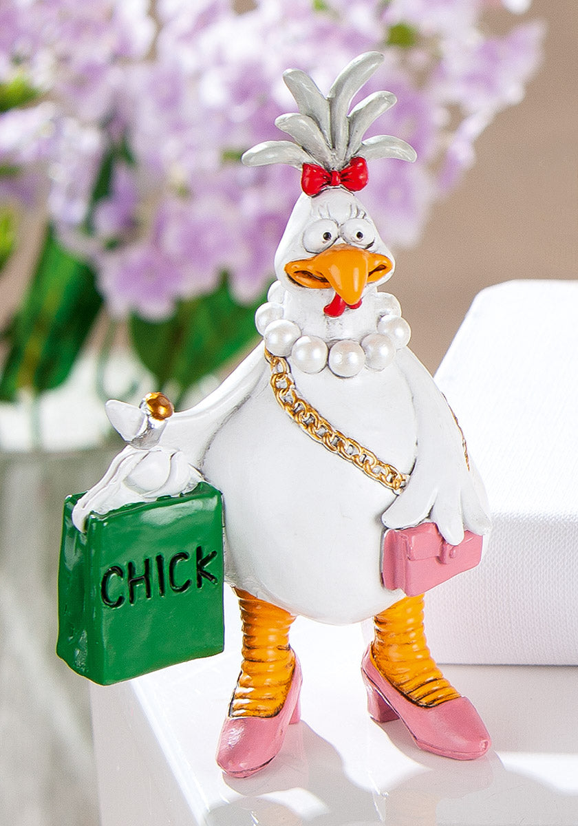 Dekofigur Madame Chicka Shopping Queen Huhn