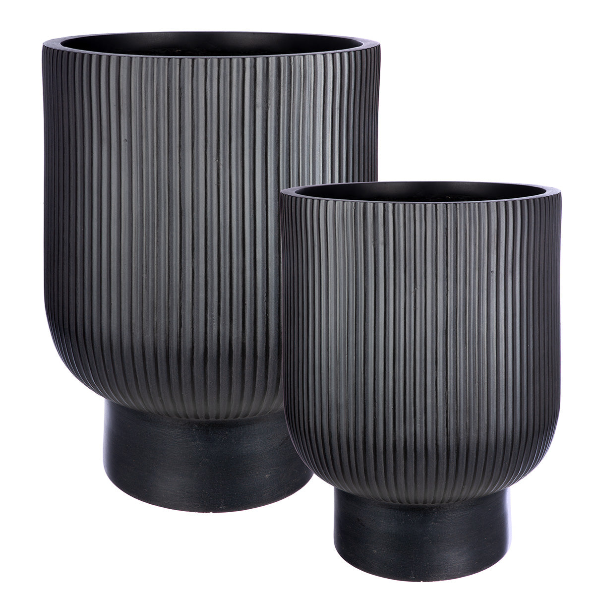 Linea Pflanzgefäß Set Anthrazit Strukturiert