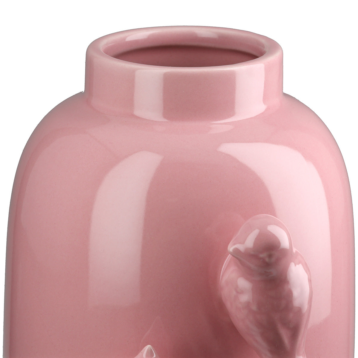 Vase Apus rosa Keramikvase mit Vogelmotiv