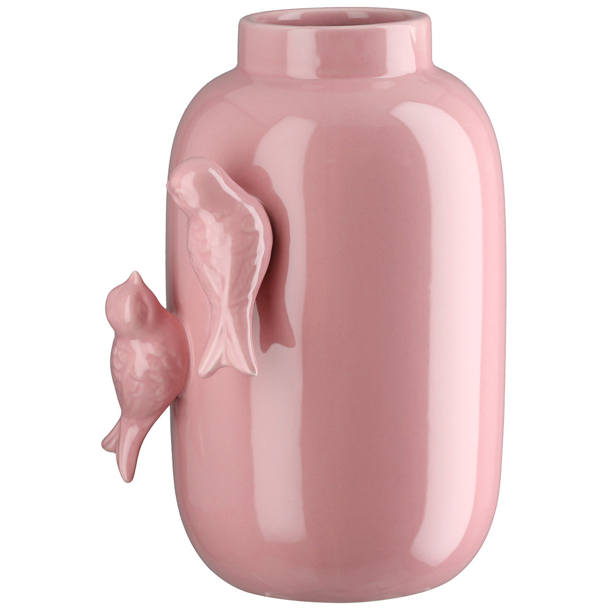 Vase Apus rosa Keramikvase mit Vogelmotiv