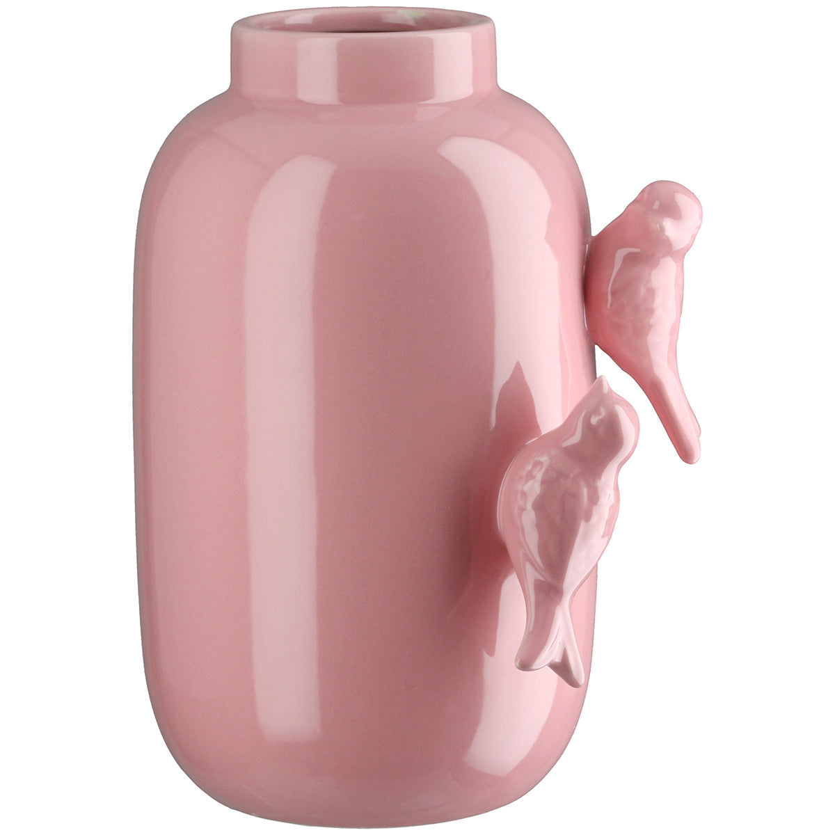Vase Apus rosa Keramikvase mit Vogelmotiv