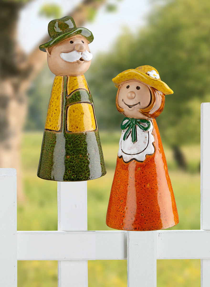 Zaunfigur Gartenpaar Leni und Paul Keramik grün orange