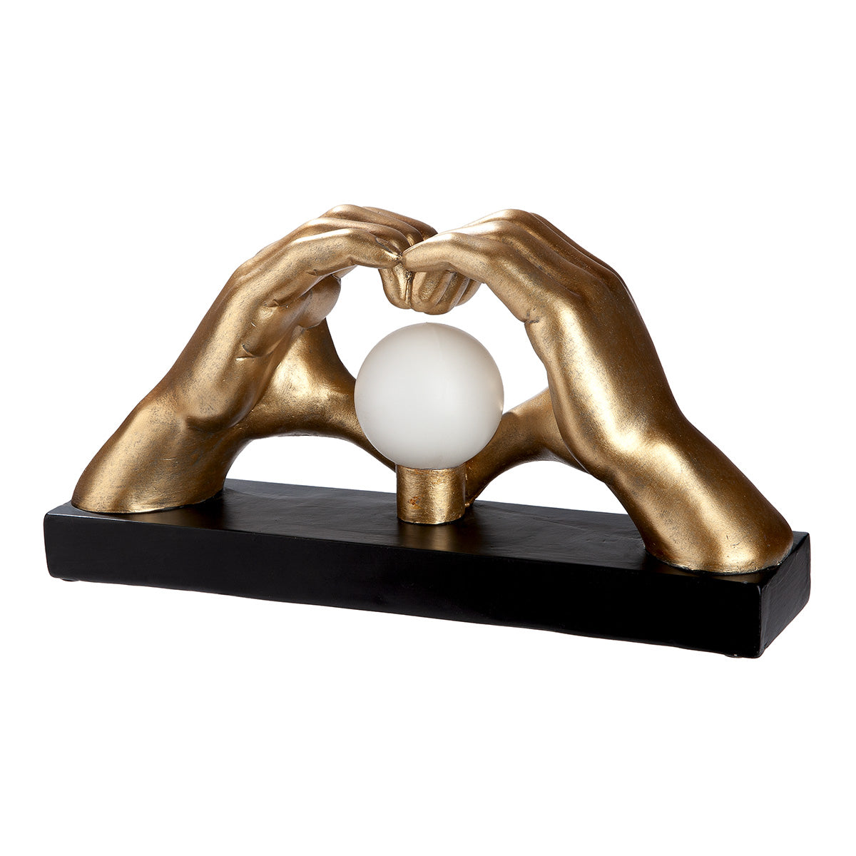 LED Tischleuchte Amora Hands Hände Herz mit Leuchtkugel gold
