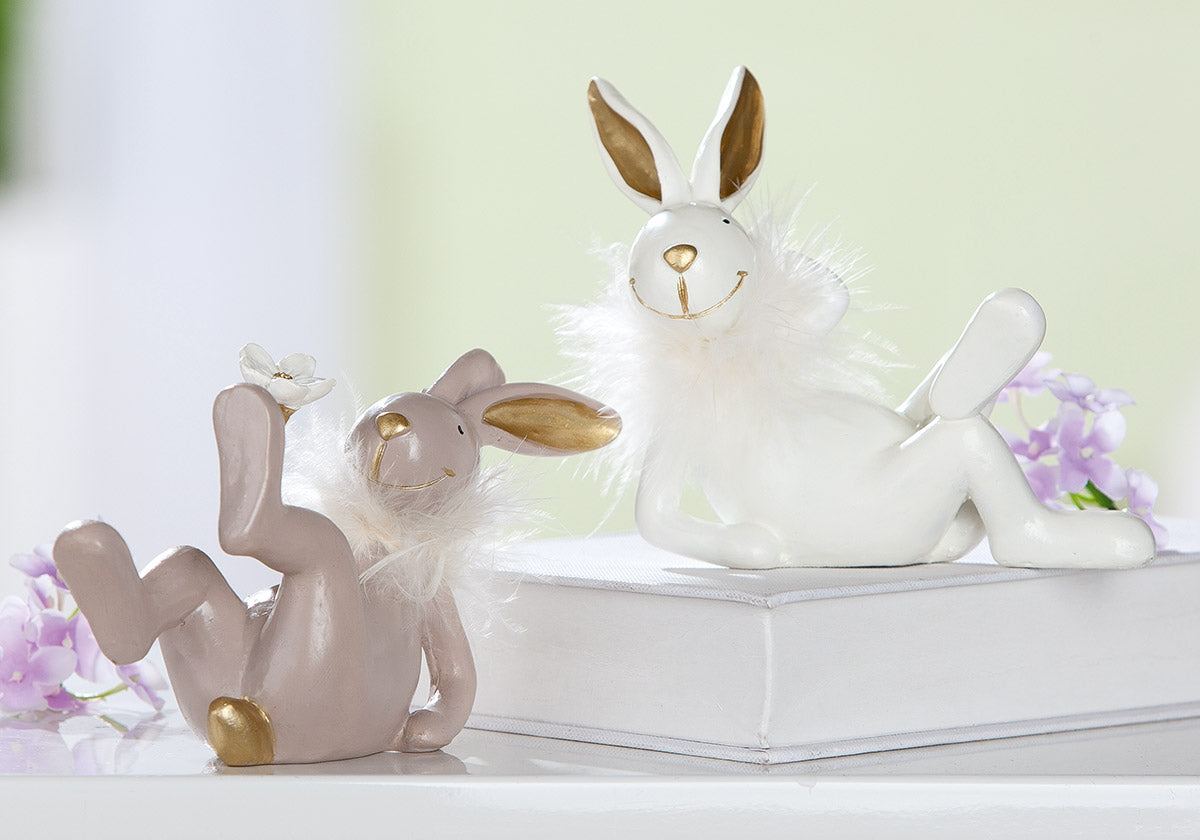 Osterhase Fluffy Relax Dekofigur 2er Set