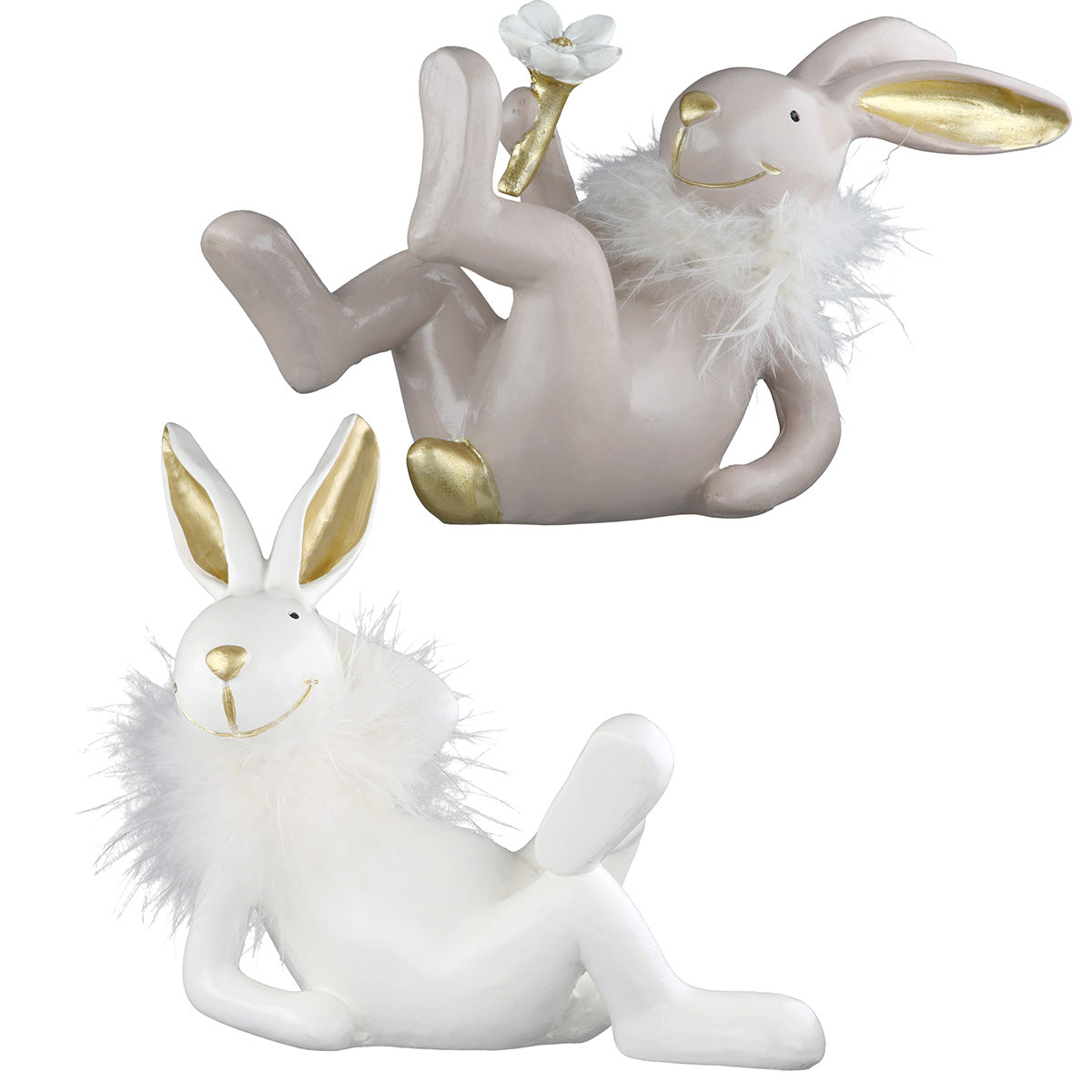 Osterhase Fluffy Relax Dekofigur 2er Set