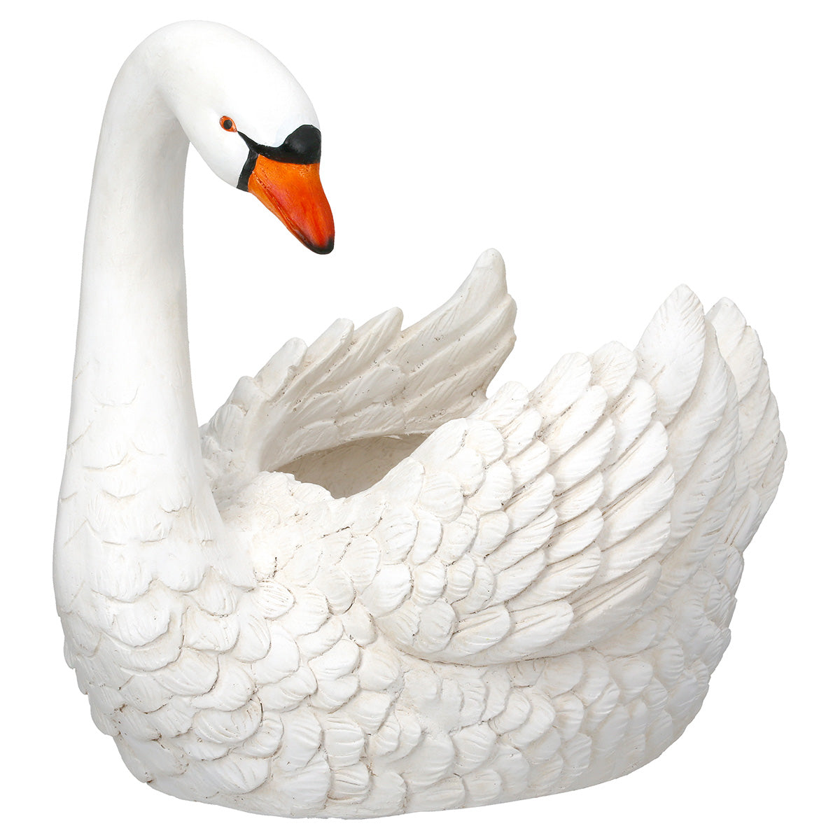 Swanne Übertopf Schwan Weiß Garten Deko