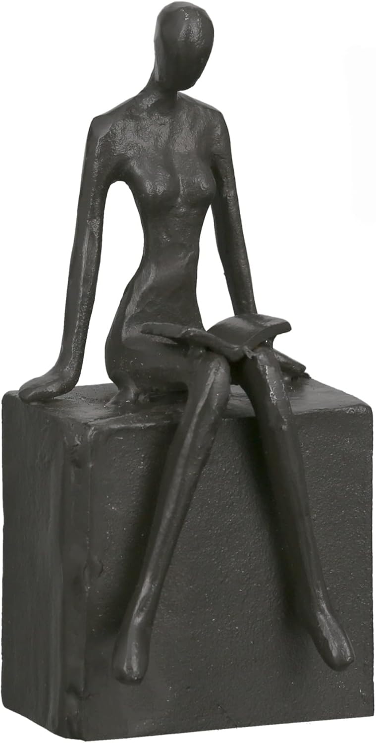 Figur, Dekofigur, Skulptur - Readable - Lesende Frau - Eisen - brüniert - 16 x 6 x 6,5 cm