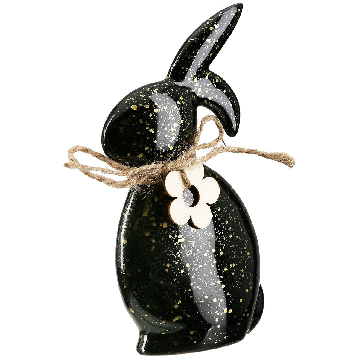 Sprenkel Hase Dekofigur Schwarz Gold Osterdekoration
