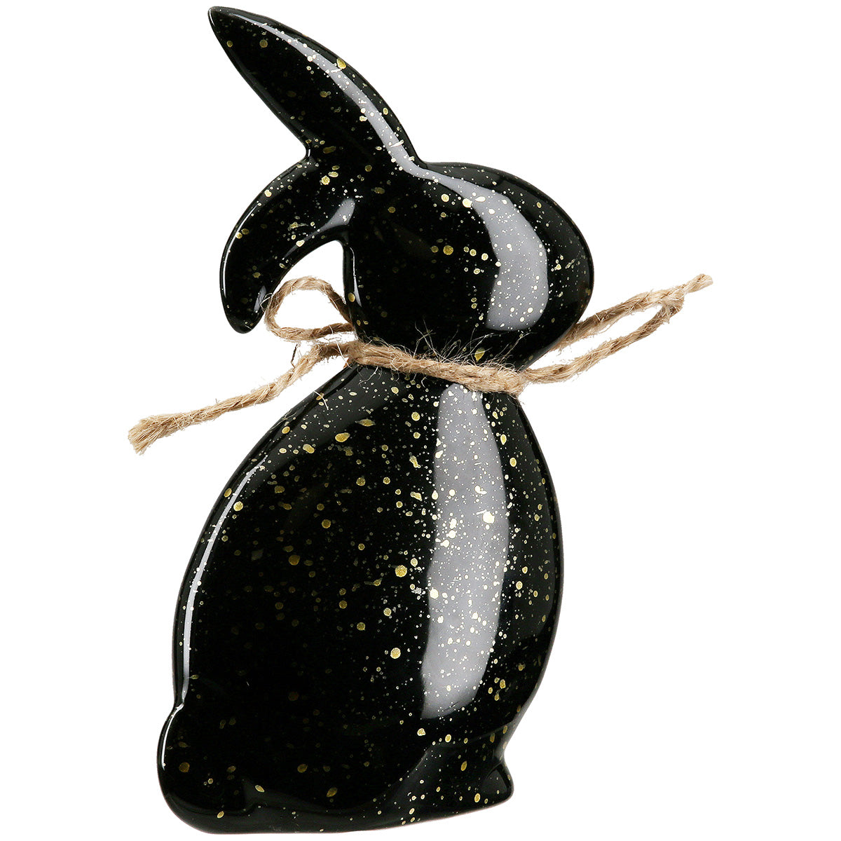 Sprenkel Hase Dekofigur Schwarz Gold Osterdekoration