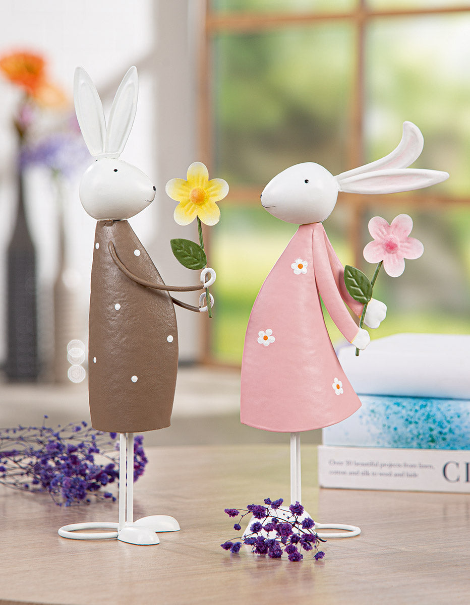 Lepre Blütenfreude Hasenfigur Metall Frühling 2er Set