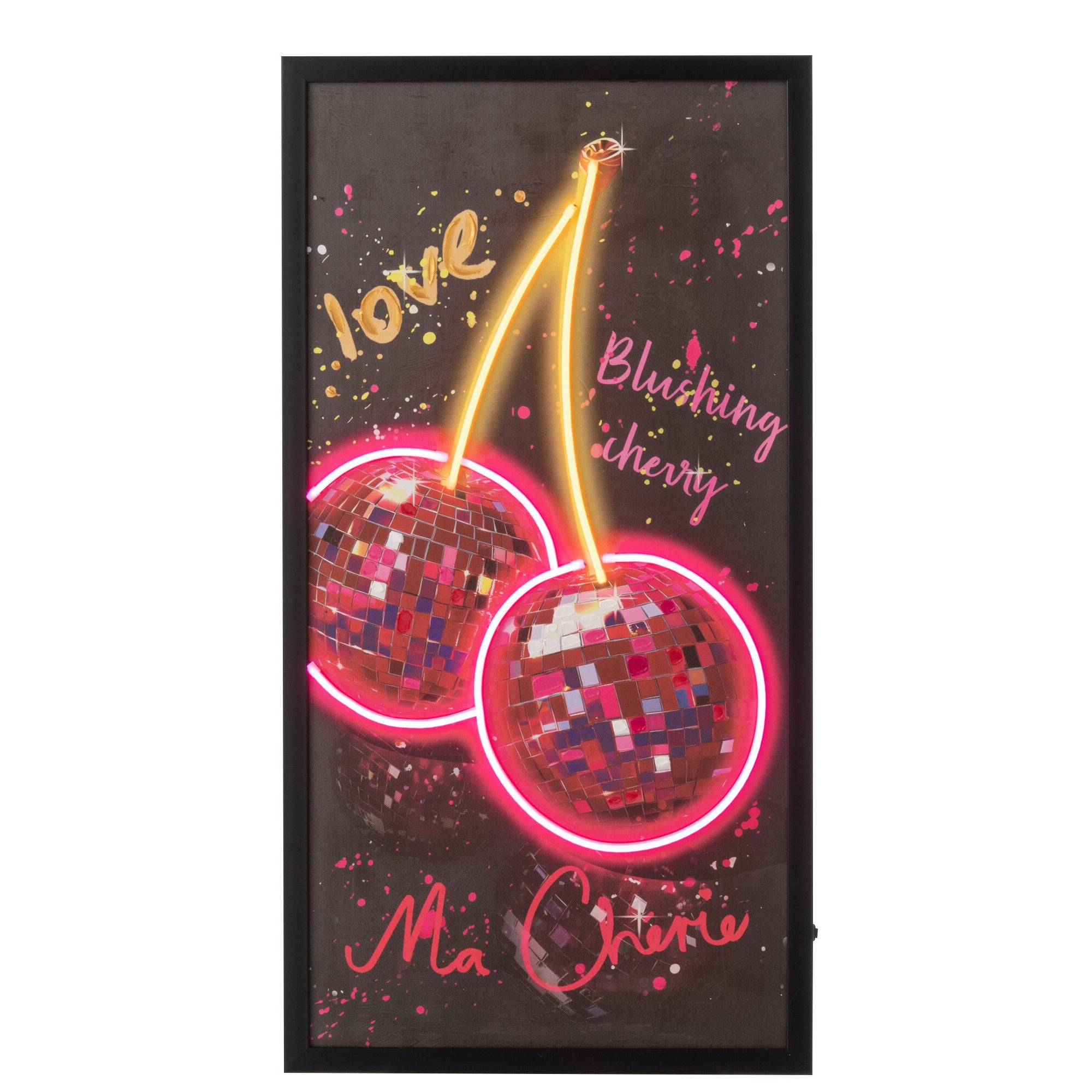 LED Wandbild Neon Cherry Glow 83 x 43 cm