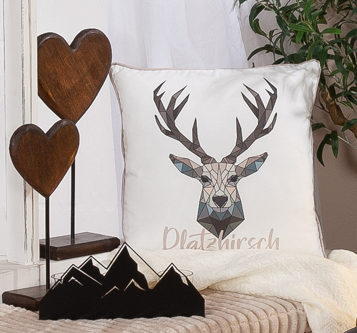 Kissen 3er Set Nordwald Platzhirsch mit hirschmotiv