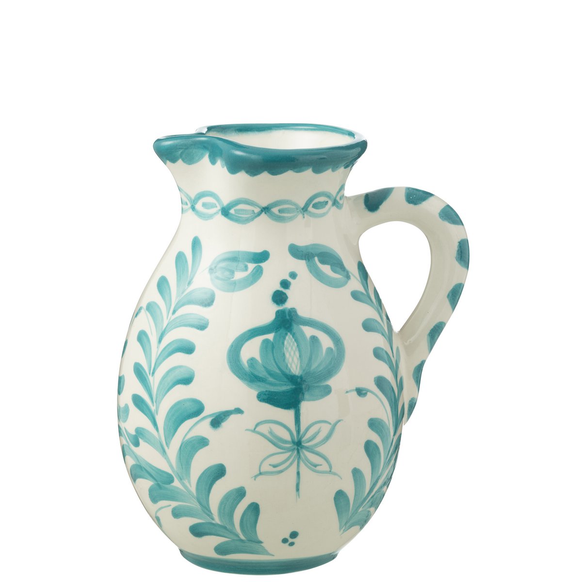 J-Line-Krug Granada Keramik Weiß/Aqua groß