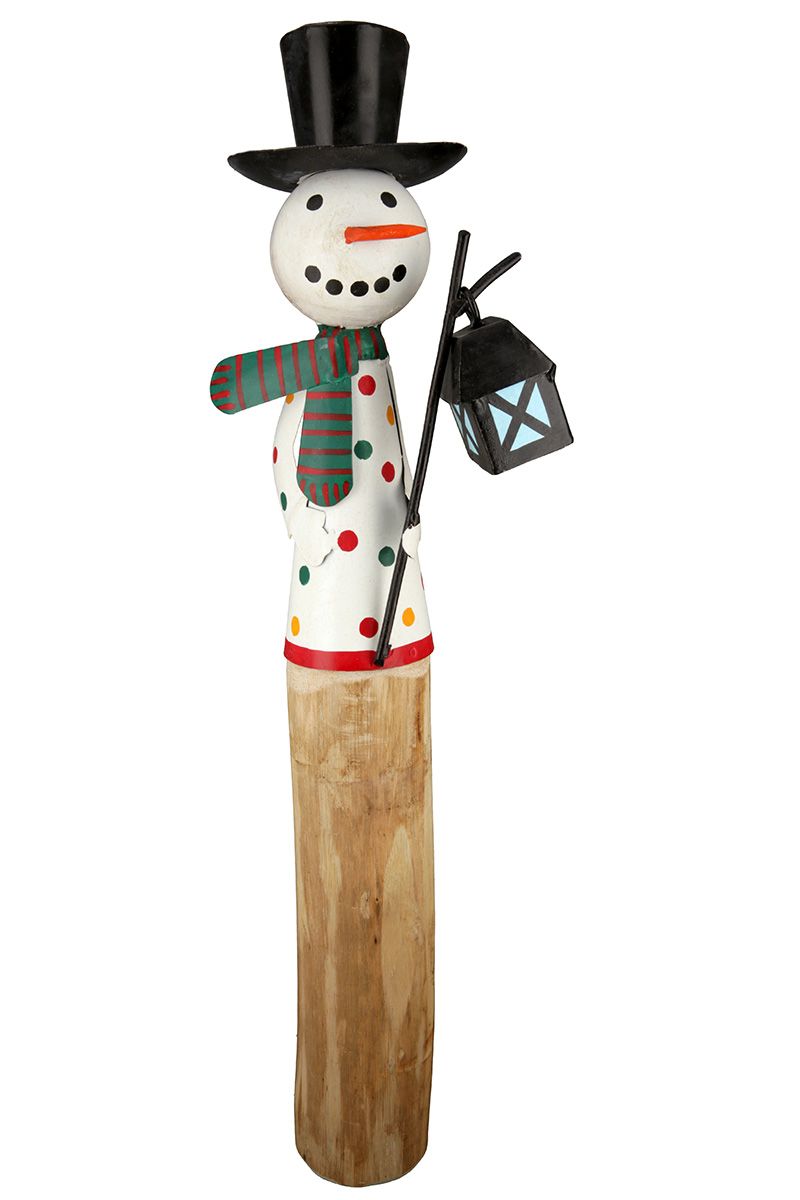 Set of 3 XL wooden snowman 'Egon' - a colorful winter wonder!