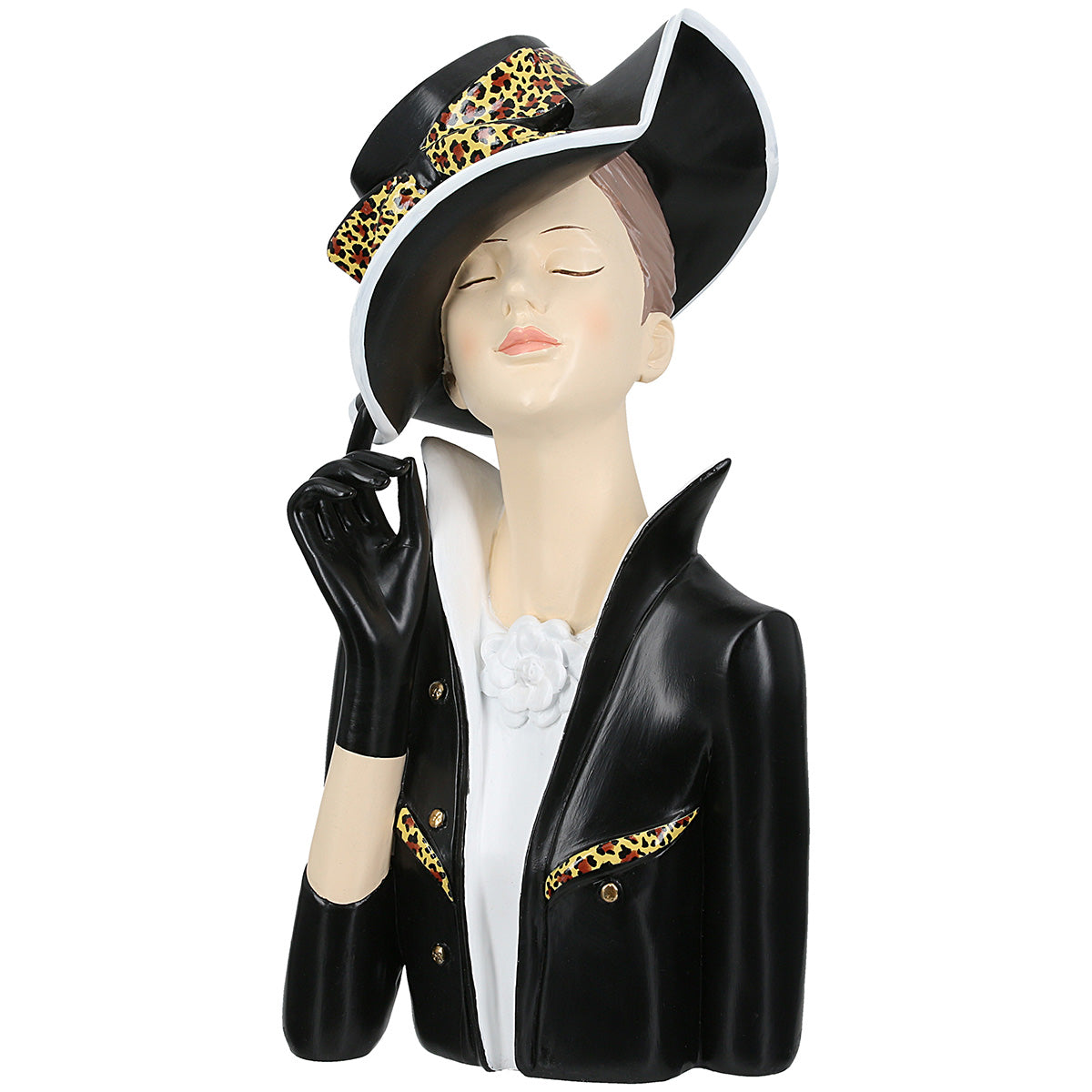 Dekofigur Lady Leopard Dame Polyresin 29 cm