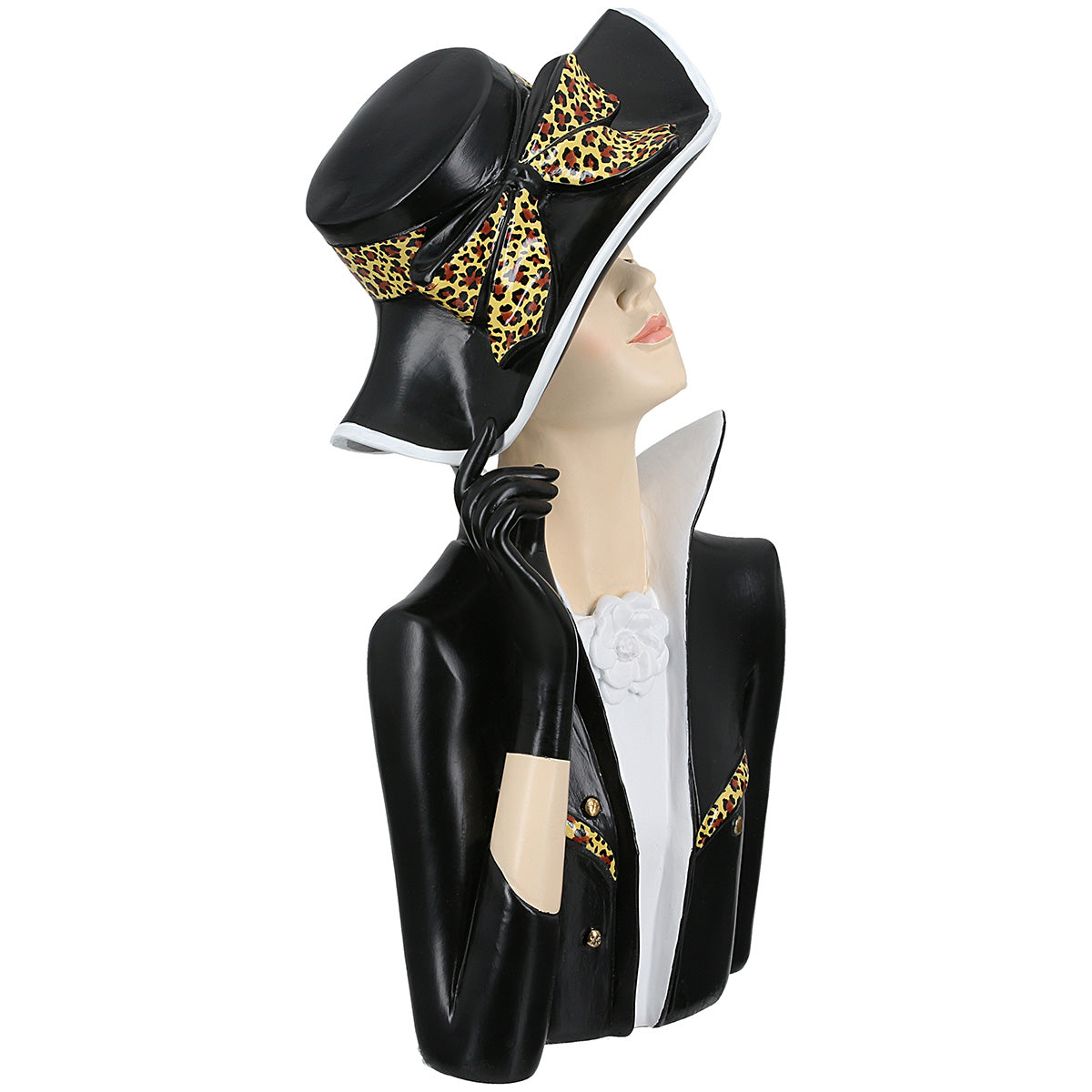 Dekofigur Lady Leopard Dame Polyresin 29 cm