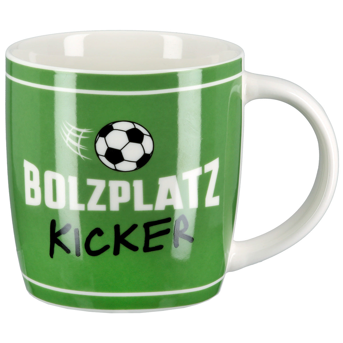 Tassen Set Bolzplatz Kicker 6 teilig aus Porzellan grün 380 ml