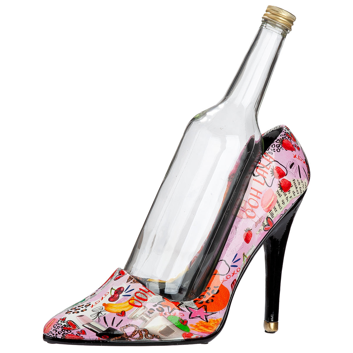 Flaschenhalter High Heel Livia mehrfarbig Streetart Deko 23 cm