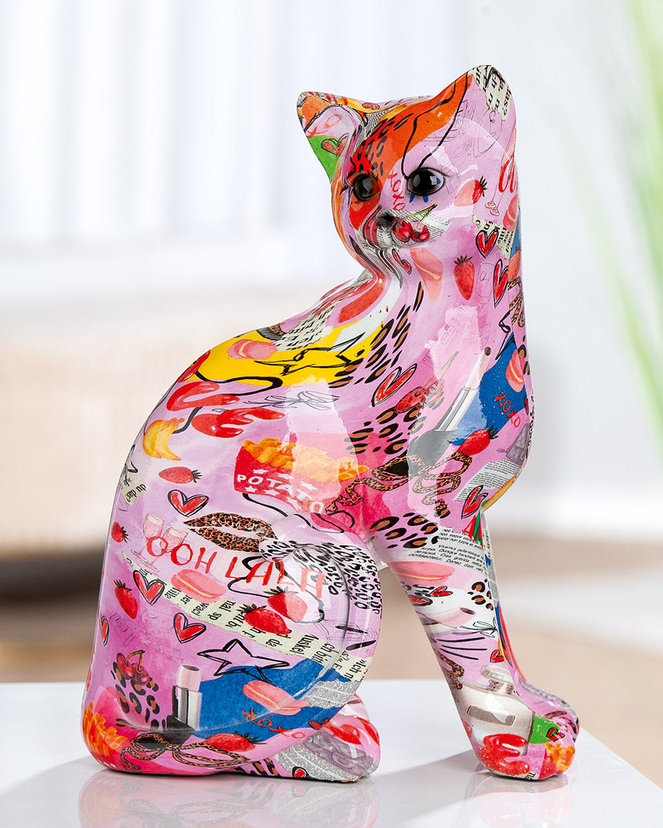Katze Figur Liora mehrfarbig Streetart Deko 29 cm
