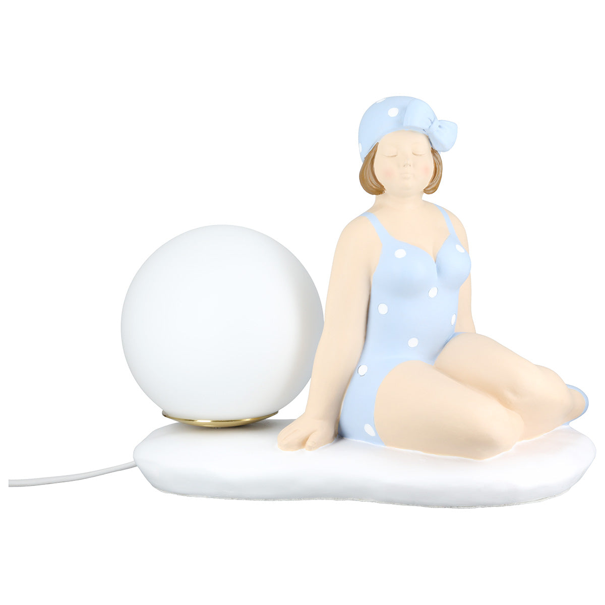 Tischleuchte Badedame Marina Retro Design Dekolampe blau weiß