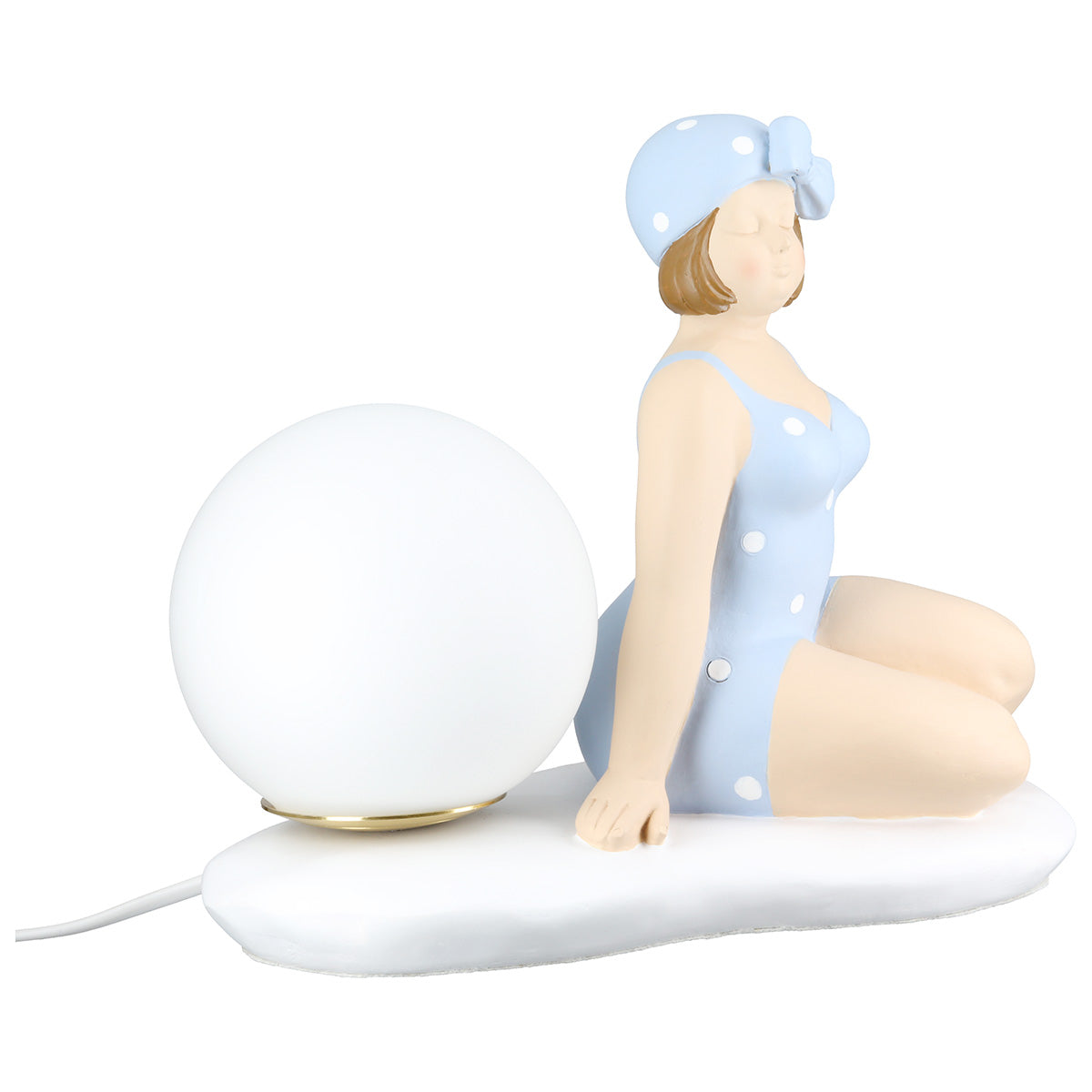 Tischleuchte Badedame Marina Retro Design Dekolampe blau weiß