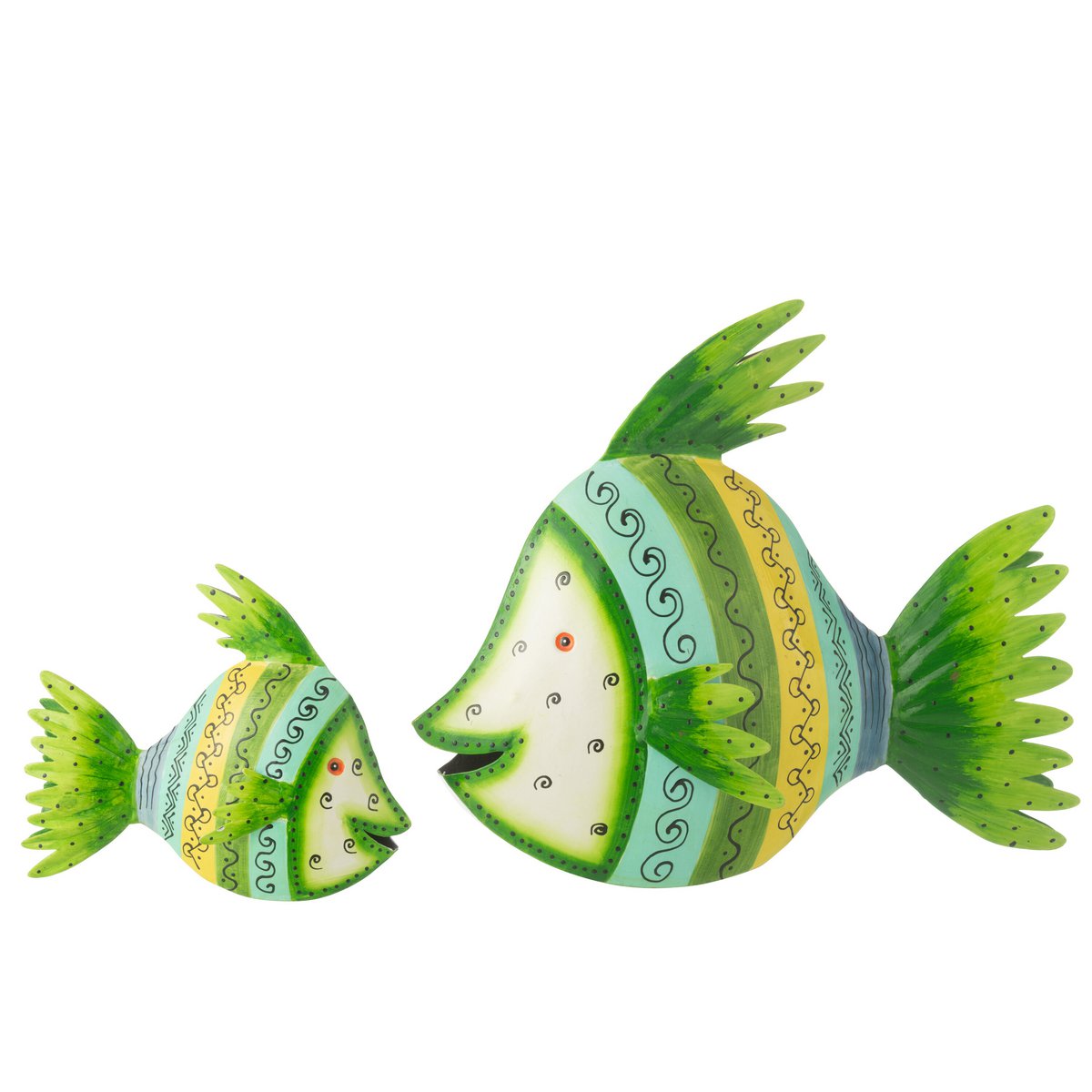 J -Line Dekoration Fisch - Eisen - Azurblau/Grün - groß
