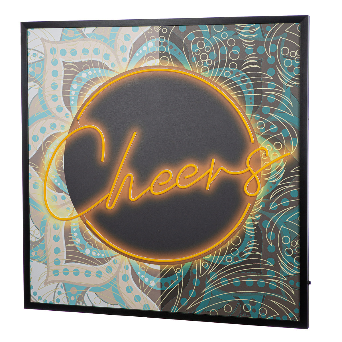 LED Bild Cheers Leinwand quadratisch mit Schriftzug beleuchtet
