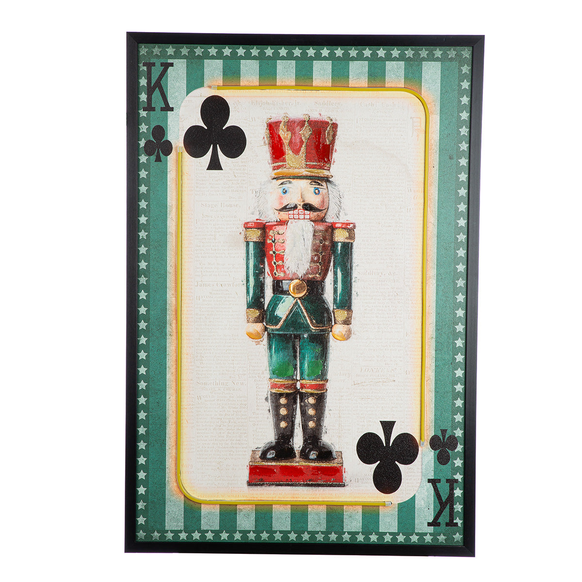LED Bild Kreuz Nussknacker Leinwand Grün 93 cm