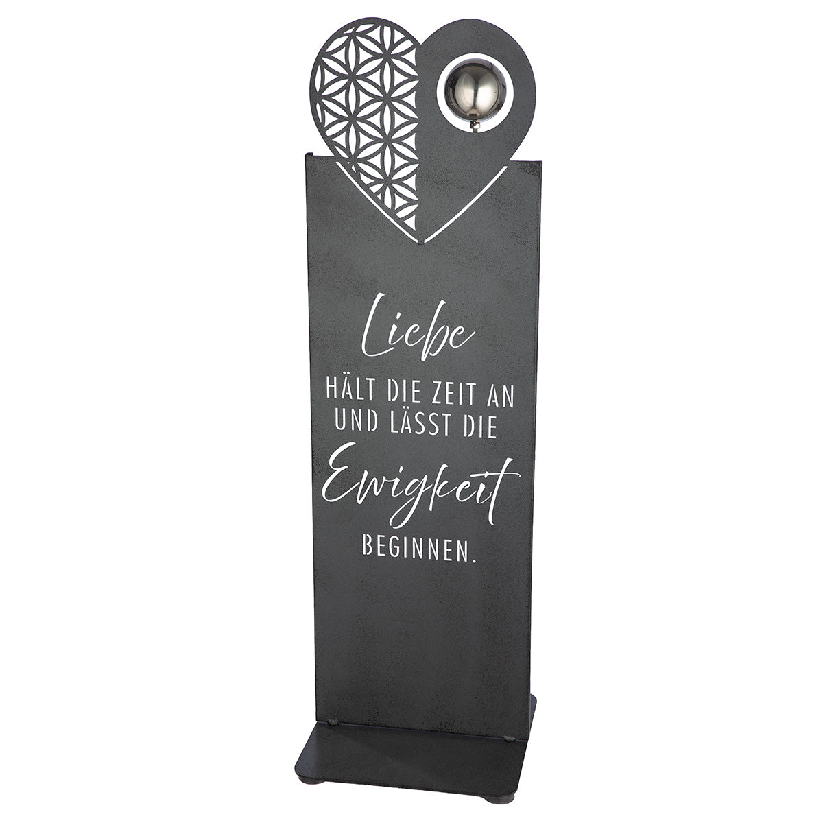 Metall Standrelief Ewigkeitsherz mit Spruch in Grau