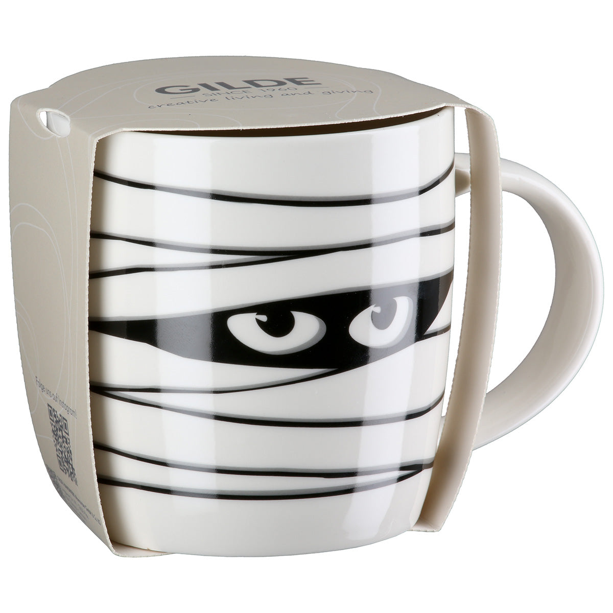 Halloween Tassen 6er Set Mumienblick aus Porzellan 380 ml