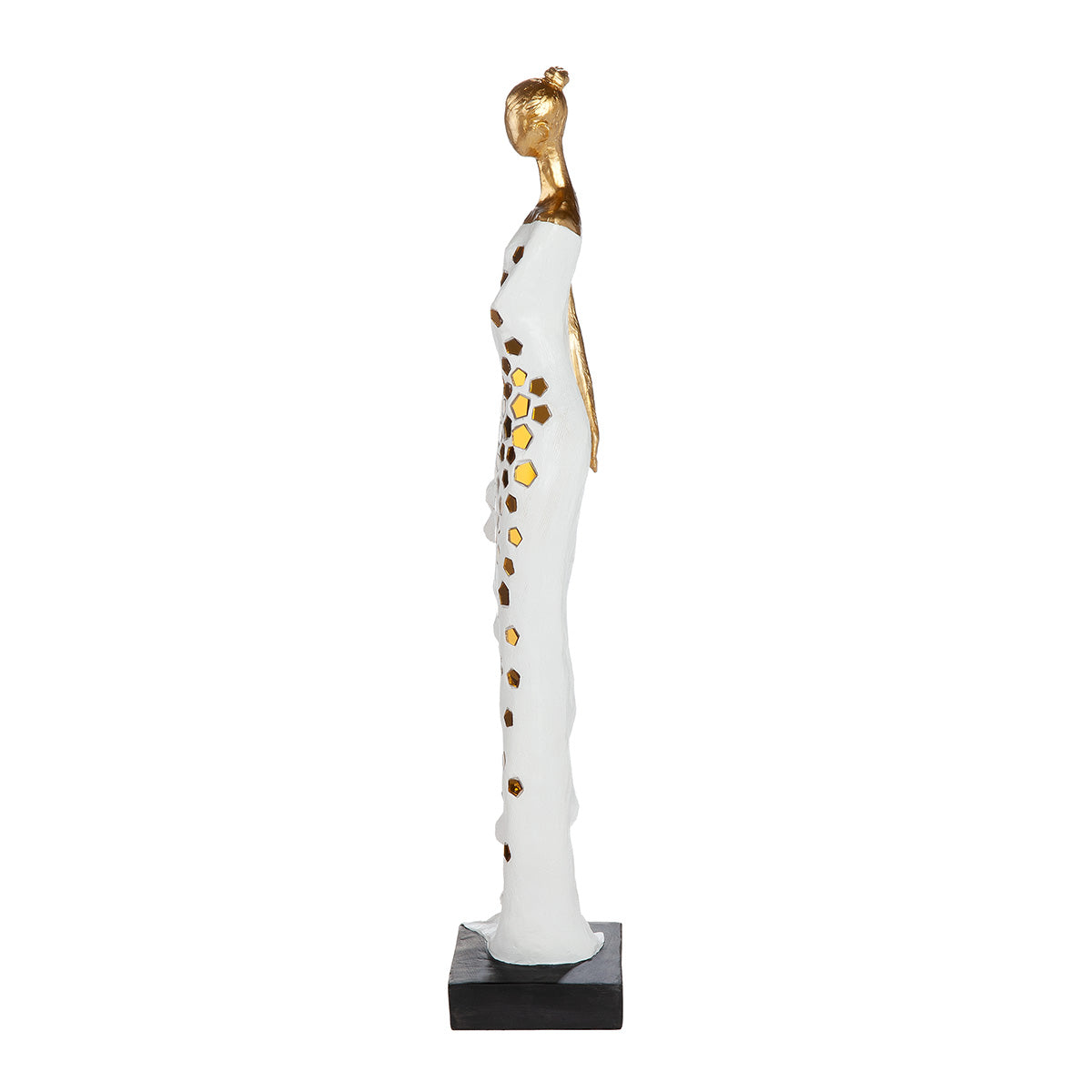 Dekofigur Frau Goldschimmer weiß gold 52 cm
