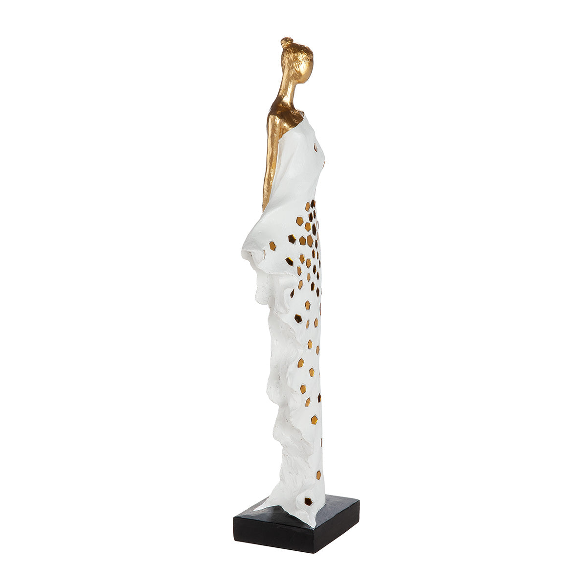 Dekofigur Frau Goldschimmer weiß gold 52 cm