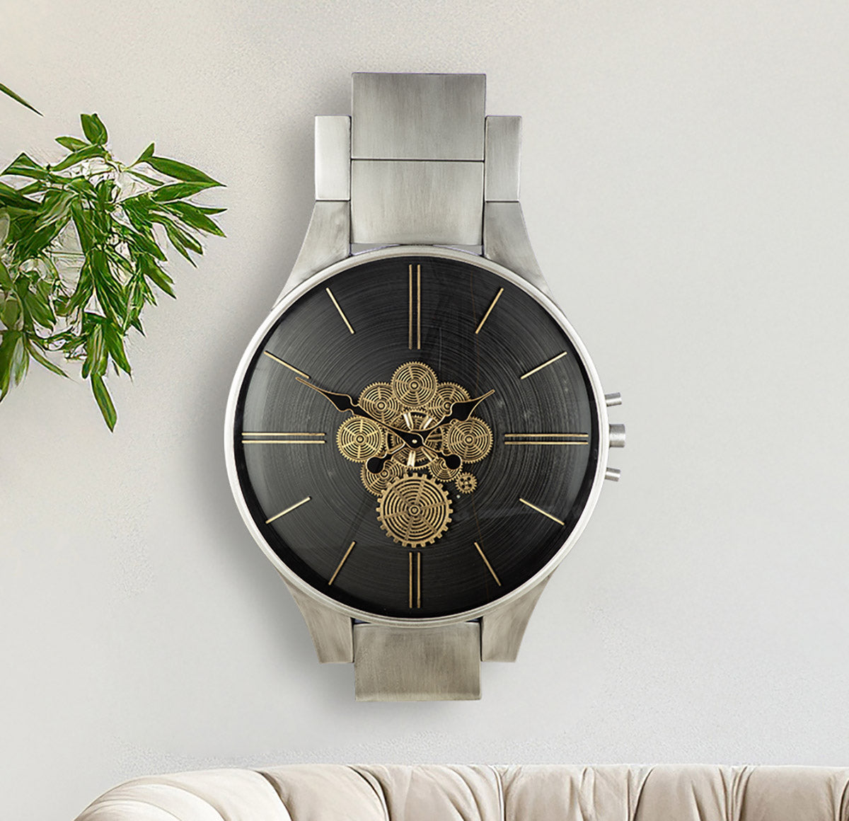 Wanduhr Timing moderne Designuhr mit Zahnrädern 99 cm