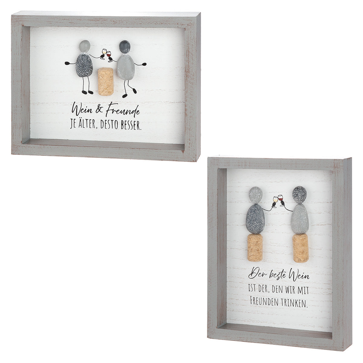 Steinbild 2er Set Weinfreunde Wanddeko modern Spruch Wein